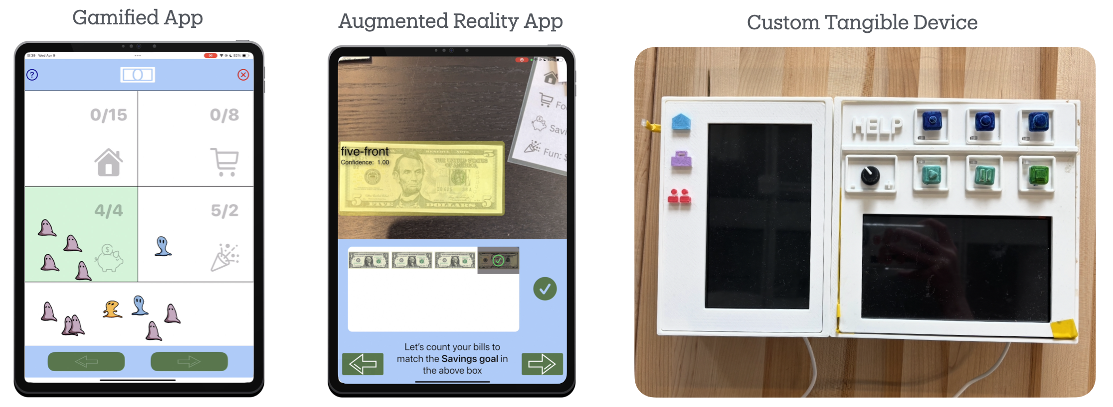 Gamified tablet application and augmented reality tablet application technology probes